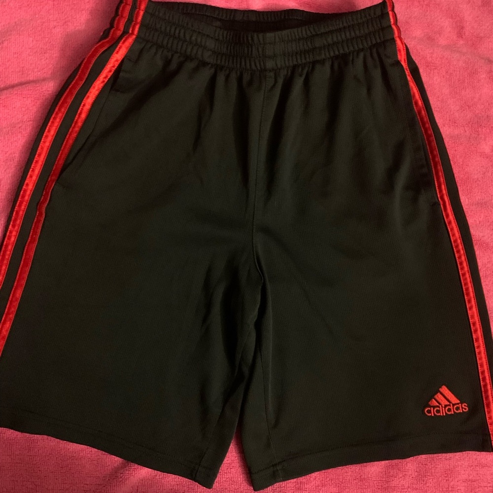 Adidas Men's Athletic Shorts Black with Red Stripes